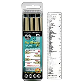 G.T. Luscombe Company, Inc. Pigma Micron Pen Favorites Lettering Kit #4 | No Bleed Pigmented Black Ink | No Smearing or Fading | 003 Ultra Extra Fine, 01 Fine, 05 Medium, 08 Bold Point (New Packaging)