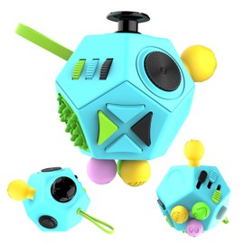 YUFENGBY Fidget Toys Cube 12-Sided Decompression Cube Relieve Stress Anti Anxious Depression with Autism for Children and Adults (Black Green Blue-B3)