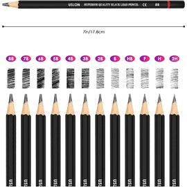 Kingmyth Drawing Pencils, Art Supplies with Sketch, Oil Colored, Charcoal and 7 in 1 Rainbow Pencils for Drawing and Sketching,Sketch Book and Zipper Bag for Artists or Beginners