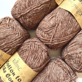 Cotton to The Core Cotton Yarn for Crocheting, 6 Skeins, 852Yds/300G, Free Patterns - Soft Baby Yarn for Knitting - 3 DK Light Worsted Weight - Cocoa Brown