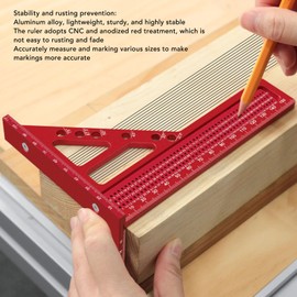 Imperial 3D Multi Angle Measuring Ruler, Woodworking Triangle Ruler Set, Aluminum Alloy Carpenter Square, Compact Scriber with 6 Hole, for Engineer Carpenters, Wood Working Tool