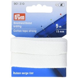 Prym Cotton Ribbon Strong 15 mm White, 100% CO