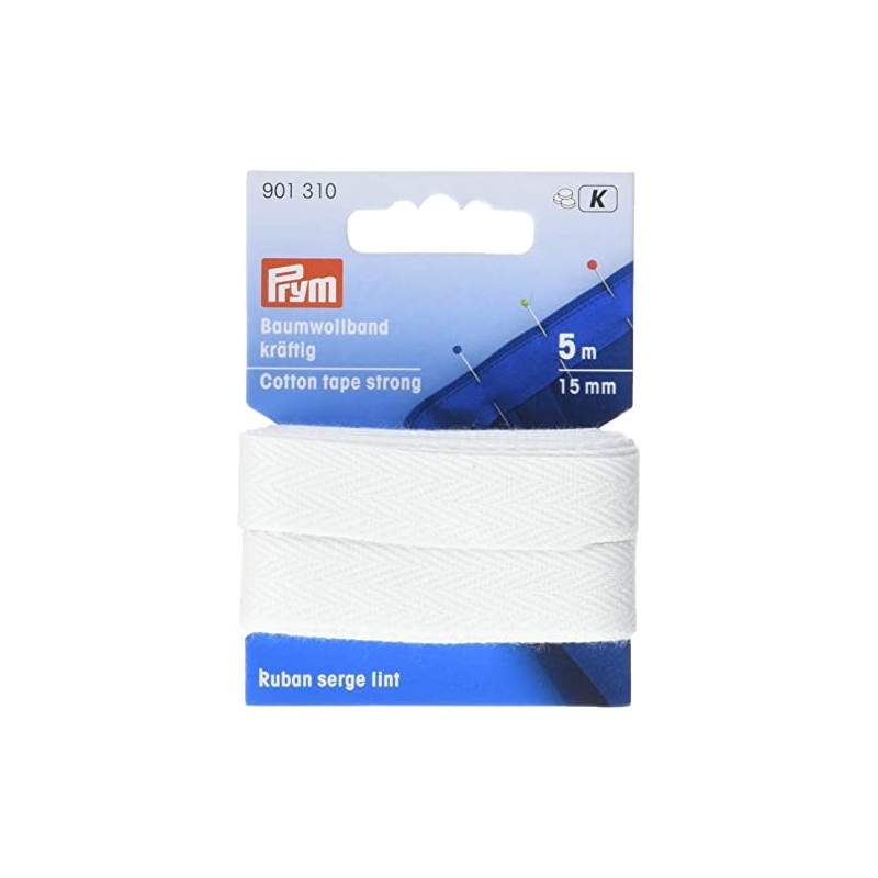 Prym Cotton Ribbon Strong 15 mm White, 100% CO