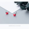 Cute Red Apple Mini Stud Earrings 925 Sterling Silver Fruit