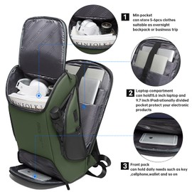 BANGE Business Laptop Smart backpack Can Hold 15.6 Inch Laptop Commute Backpack Carry on bag for men and women (Green)