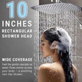 G-Promise All Metal 10 Inch Shower Head with Massage Mode Handheld, Rain Shower Head with Handheld Spray Combo, 3-Way Diverter with Pause Setting, 11 Inch Adjustable Extension Arm (Brushed Nickel)