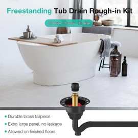 ABS Island Tub Drain Rough-in Kit for Freestanding Tub, Compatible with Freestanding Bathtub, Floor Mounted Bathtub and Copper Bathtub, Designed for 8"/10" Joist Space, Plumbing Supplies