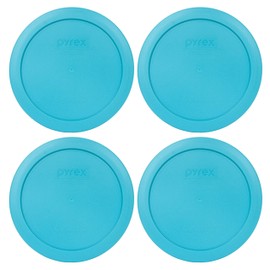 Pyrex Bundle - 4 Items: 7201-PC 4-Cup Surf Blue Plastic Food Storage Lids