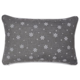 Pillow Perfect Indoor Santa Sleigh & Reindeers Gray Lumbar Pillow Cover, 13" x 19", Grey