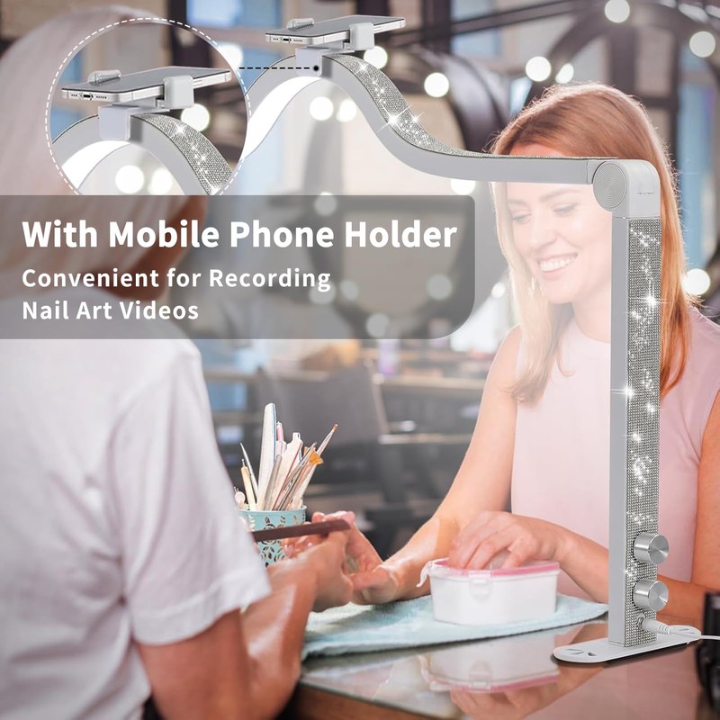 Half Moon Light for Nail Desk, 34.5In Foldable Square Nail