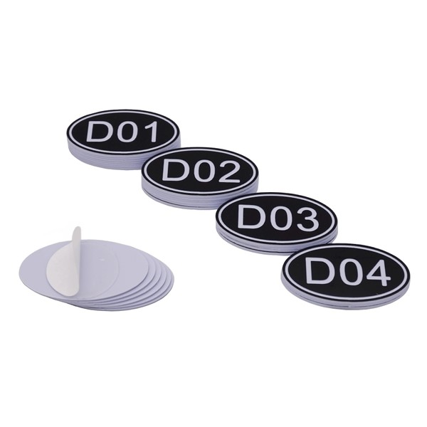 NanTun Pack of 50 Black Oval Locker Signs with Table