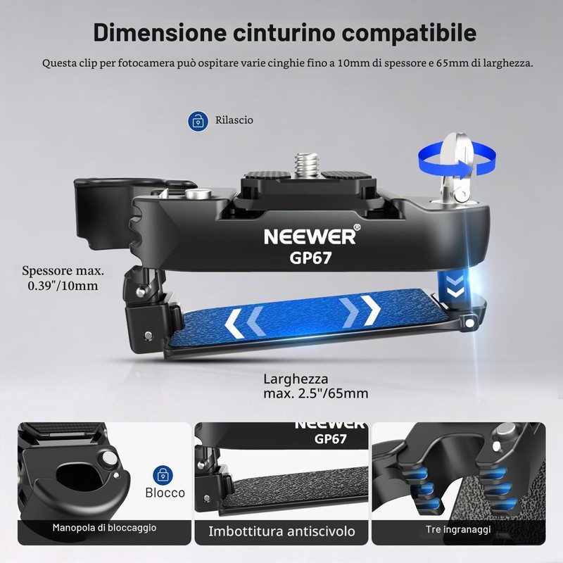 NEEWER Clip per Zaino per Fotocamera, Attacco a Sgancio Rapido
