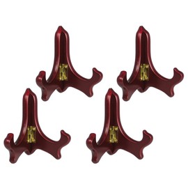 BANBERRY DESIGNS Wood Easel Plate Holder Folding Display Stands - Mahogany Finish - Premium Quality - Pack of 4 Pieces - 4 Inch