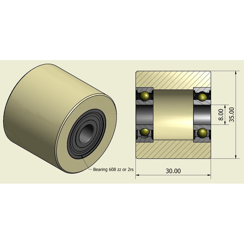 Smart Machines 4 x 35mm Diameter Machine Made Nylon Rollers