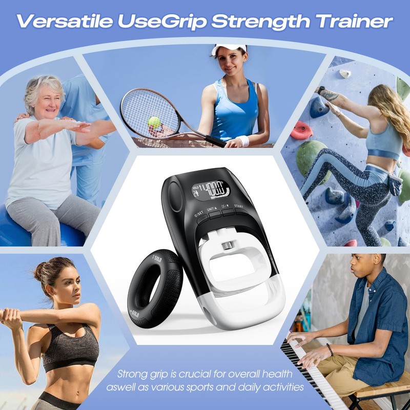 Grip Strength Tester & Trainer 2-in-1 Combo Set-Digital Hand Dynamometer