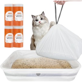 MUGVELL Cat Litter Box Liners, 60 Count Jumbo Size Litter Box Bags with Drawstring, Large Heavy Duty Litter Liners for Self Cleaning Cat Litter Box, Tear Leak Resistant for Pet Supplies(37" x 18")