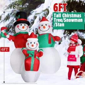 Shappy 6 ft Christmas Inflatables Outdoor Decorations, Build in LED Lights, Santa Claus Snowman Tree Blow up Yard Decoration Xmas Inflatables for Indoor Outdoor Lawn Garden Yard(Snowman)