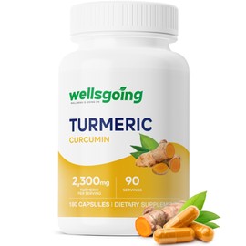 Turmeric Curcumin Supplement, 2300 mg Turmeric per Serving with Black Pepper Extract for Absorption Support, Daily Joint & Immune Support, Vegan, Non-GMO, 180 Capsules (90 Day Supply)