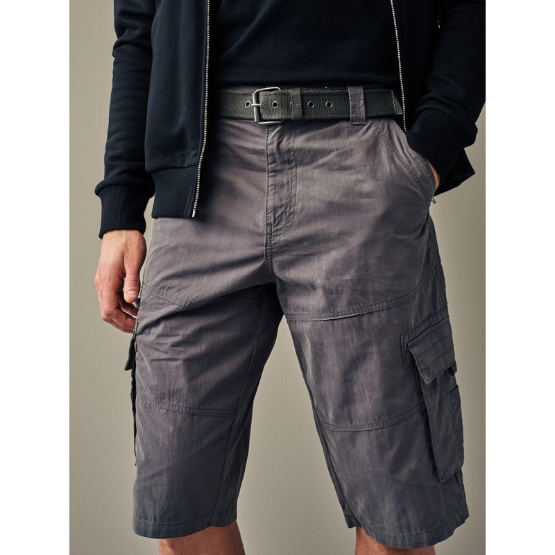 NEXT Long Cargo Shorts with Belt, gray, 44