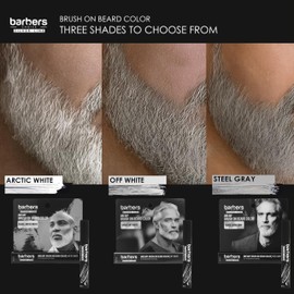 Barbers Choice Silver Line, Facial Hair Brush on Temporary Color for Silver Fox Men- Instantly Brighten White Beards, Mustache & Sideburns, Less Yellow, Easy Application, Off-White