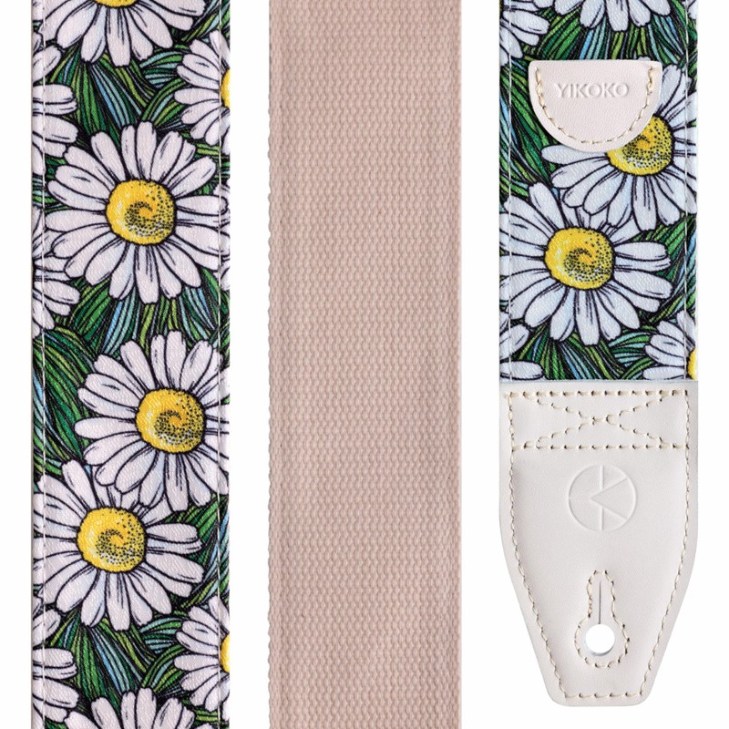 YIKOKO Guitar Strap 2", Cotton Print Floral Guitar Straps with