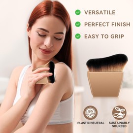Brocha De Maquillaje Para Autobronceador, Brocha Kabuki Para Rostro, Piernas Y Cuerpo, Para Loción Bronceadora, Base Líquida, Crema, Polvo, Brocha Bronceadora De Cabeza Ancha, Dorada