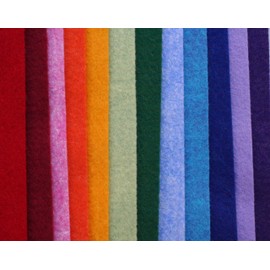 Wool Felt Blend (Merino Wool and Rayon, All Natural fibers), 12x18 inch, 12 Sheets (Rainbow)