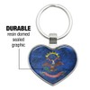 Rustic North Dakota State Flag Distressed USA Keychain Heart Love