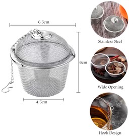 Tea Strainer for Loose Tea, Pack of 2 Tea Strainers, Stainless Steel Tea Filter for Loose Tea, Fine Mesh with Chain, Stainless Steel Tea Strainer Tea Strainer for Loose Tea, Tea Infuser Strainer for