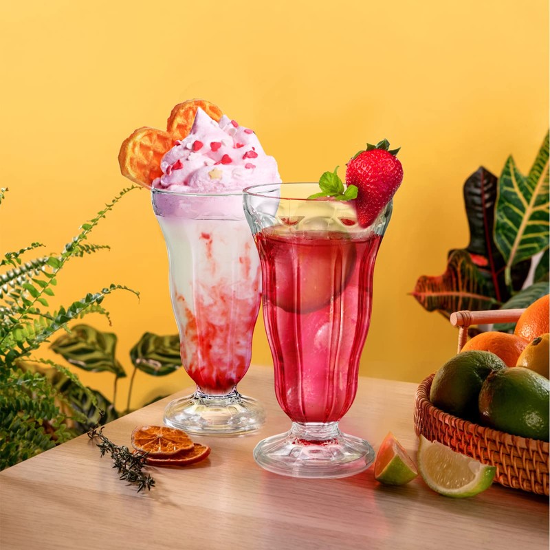 Mezchi 6 Pack Acrylic Milkshake Glasses, 15 OZ Plastic Old
