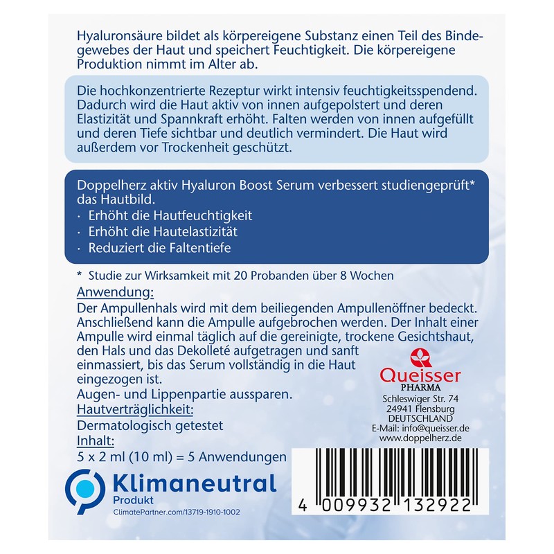 Doppelherz Hyaluronic Boost Serum - Anti-Ageing Ampoules for External Use