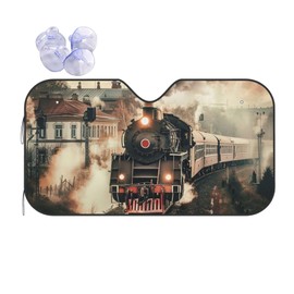 HSYOYO Windshield Sun Shade for Car Trucks SUV Train Travelling Retractable Front Window Sun Visor Foldable Sunshade Protector for Car Windshield Keep Your Vehicle Cool 55 X 29.9Inch