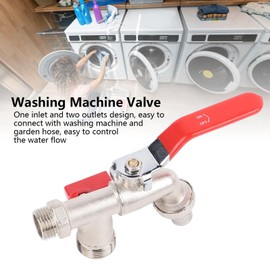 Washing Machine Hose Valve 1/2inch 3/4inch Double Valve Faucet Zinc Alloy Electroplate 1 in 2 Out Faucet Valve for Washing Machine Water Pipe