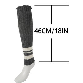 BomKinta Stripe Leg Warmers Women - Cute Footless Socks - Retro Ruffle Leg Sleeves Stripe Grey
