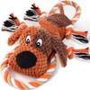 Plush Dog Toys with Rope, Squeaker & Crinkle Paper –
