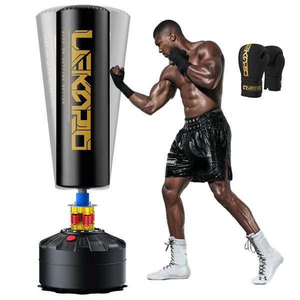LEKÄRO Punching Bag 70" with Boxing Gloves, Heavy Boxing Bag with Stand for Adult Teens, Kickboxing Bag for MMA Muay Thai Fitness