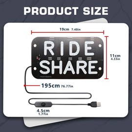 YSY LED Car Window Accessory Sign RIDESHARE for Ride Share Drivers Taxi Light - 6ft. USB Cable [On/Off Switch] (ICE Blue)