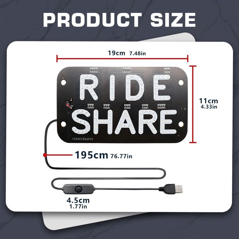 YSY LED Car Window Accessory Sign RIDESHARE for Ride Share