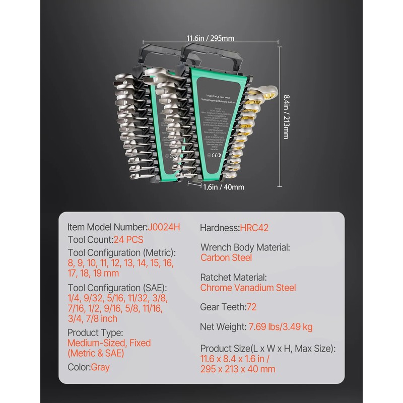 Ratcheting Combination Wrench Set for Auto & Home Repairs –