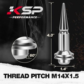 KSP M14x1.5 Flange Spike Lug Nuts for Tacoma 2024-2026 6 Lug Factory Wheel, 24pcs Bigger 6 Spline Spiked Nuts fit 2025+4Runner/2022+ Tundra, Chrome Pointy Lug Nuts with 1 Socket Work on Stock Rim