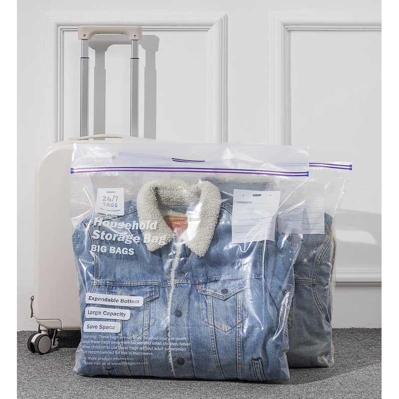 15 XX-Large Plastic Storage Bags, 10 Gallons, Zero BPA, Double