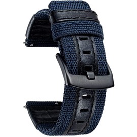 Aliwisdom Nylon Replacement Watch Strap 20 mm 22 mm 24 mm for Smartwatch, Smartwatch Accessories Universal Nylon Canvas Leather Woven Metal Clasp Replacement Straps Quick Release Bracelet (24 mm,