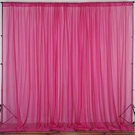 New Creations Fabric & Foam Inc, Polyester See Through Chiffon Backdrop Drape Curtain Panel (Fuchsia, Single Panel)
