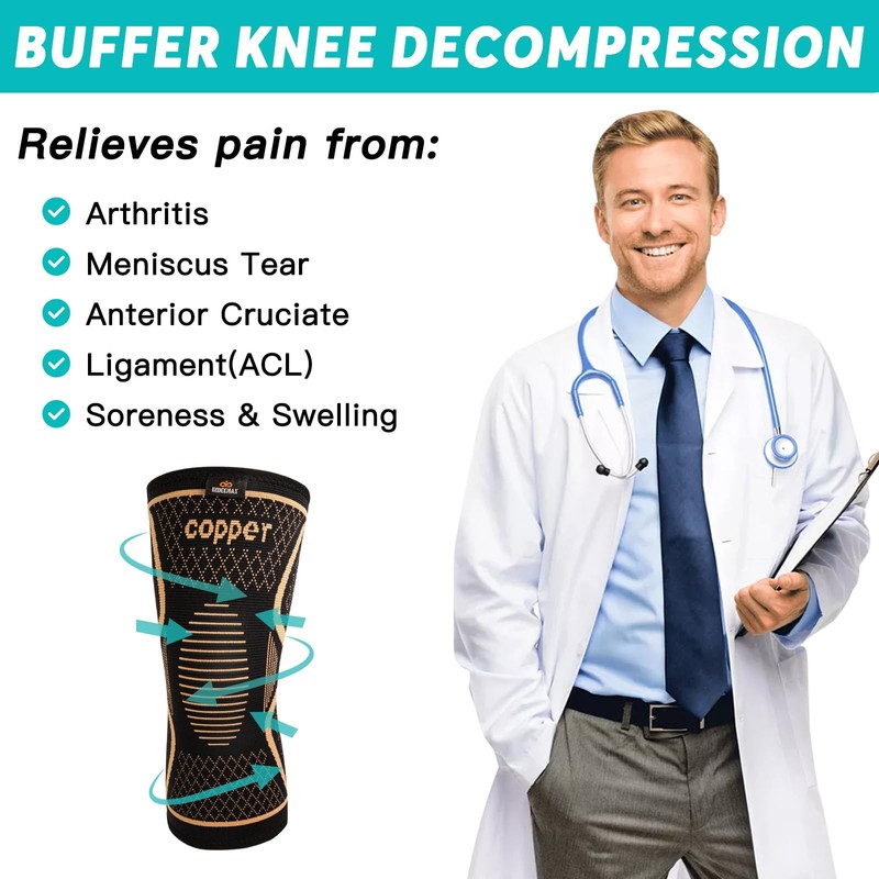 INDEEMAX Copper Knee Brace for Women Men 2 Pack, Knee