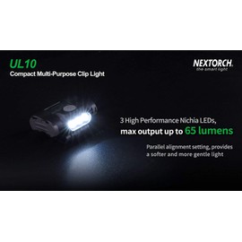 NEXTORCH UL10 LED Clip Lamp with 3 Levels White Light for Caps, Molle, Backpacks, Paddle, Belt