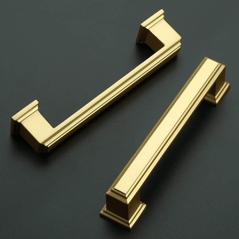 Amerdeco 10 Pack Brushed Gold Cabinet Pulls 3-3/4 Inch Hole