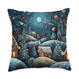 Vivid Winter Ornaments Folk Art Designs Vivid Winter Ornamen Throw Pillow, 18x18, Multicolor