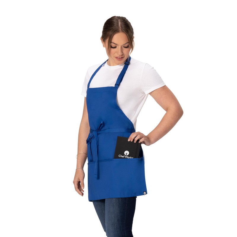 Chef Works Unisex Three Pocket Apron, Royal, One Size
