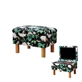 lumizone Small Ottoman with Storage Footstool Compact Foot Rest Stool for Living Room Under-Desk Entryway or Bedroom 10.63" Low-Height Storage Ottoman Cube Lightweight & Stylish (Print)