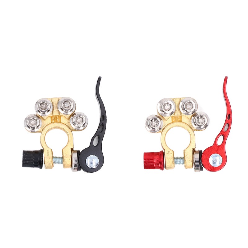 2Pcs Battery Terminal Connectors Car Disconnect 4 Way Positive Negative
